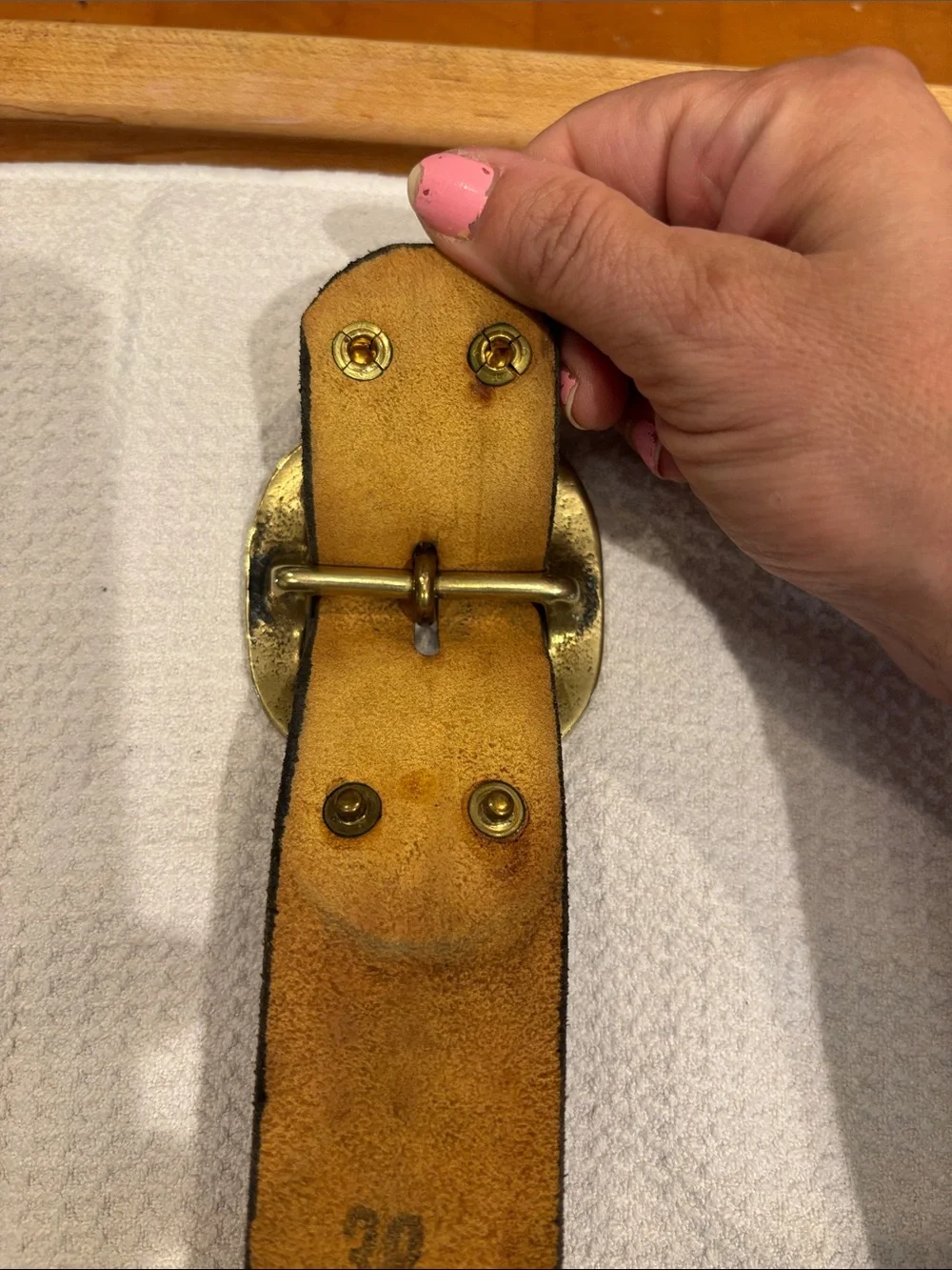Hand-Tooled Brown Leather Belt with Wheat Motif- Don-w/ Solid Brass Belt Buckle